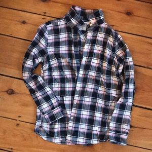 Banana Republic pink and navy flannel size medium